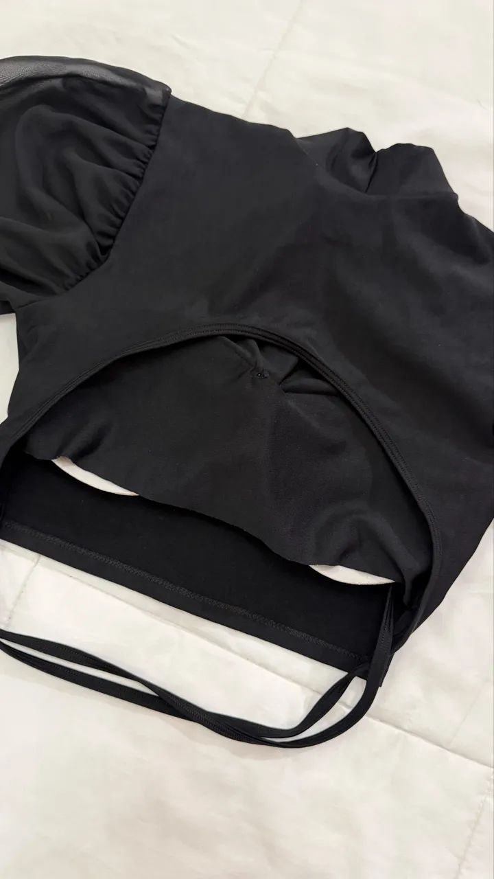 Cropped Preto Manga Bufante P/M | Novo - Foto 3
