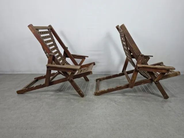 Par de Poltronas dobráveis, confeccionadas em madeira nobre maciça - Foto 5