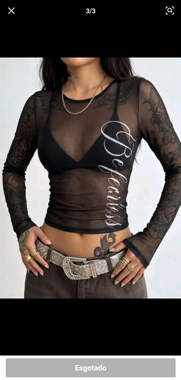 blusa tule be fearless shein - Foto 3