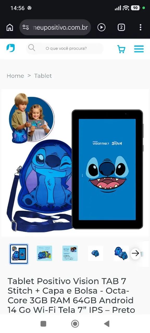 Tablet Positivo Vision TAB 7 Stitch 64GB + Capa e Bolsa - Novo