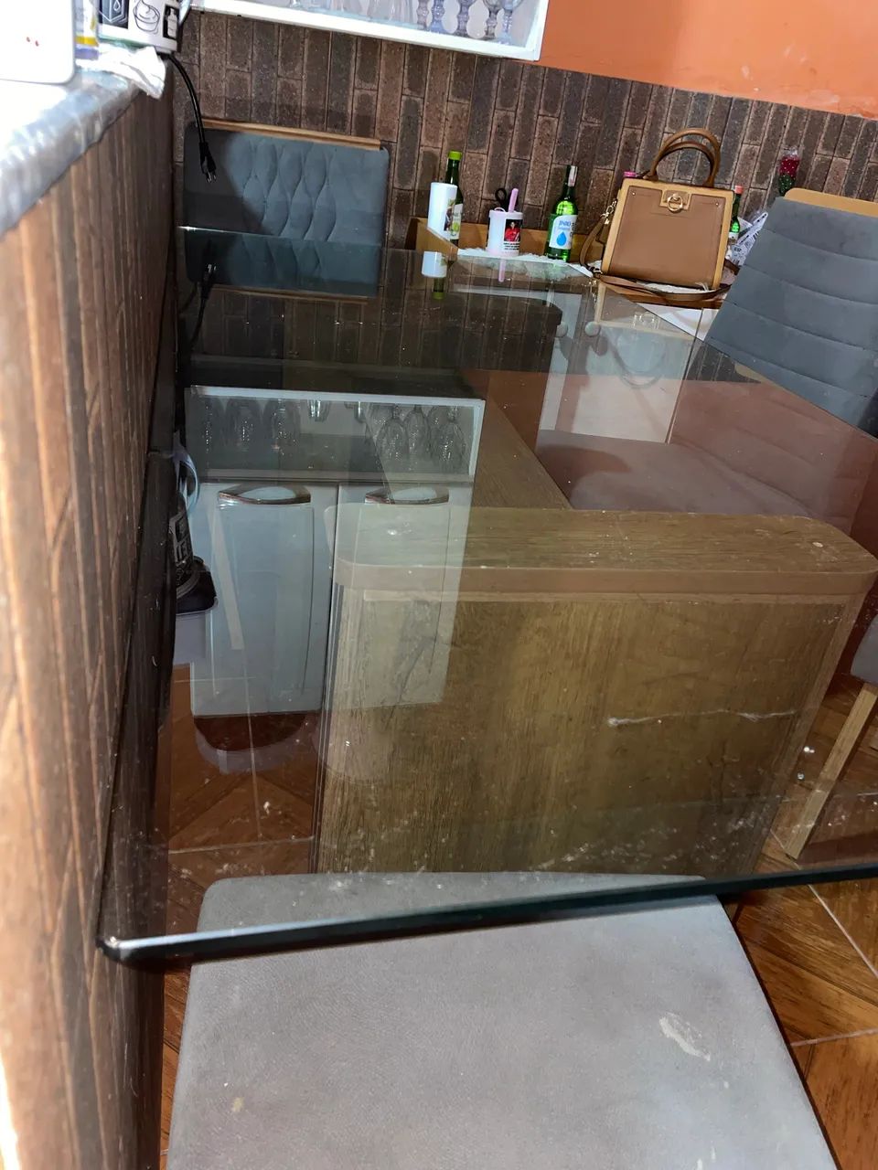 Mesa grande de vidro 