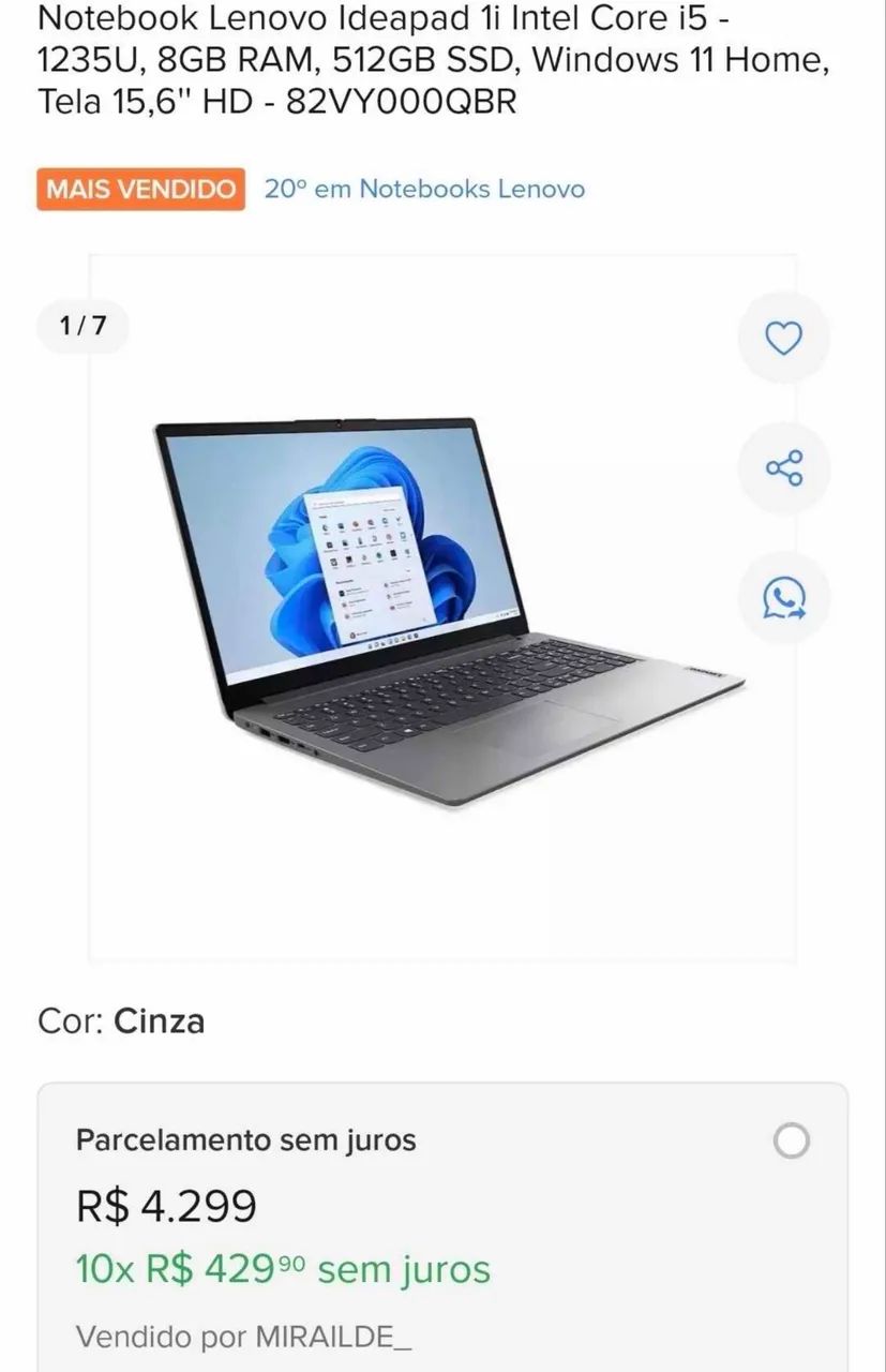 Notebook Lenovo i5 12 Geração + Brinde - Foto 5