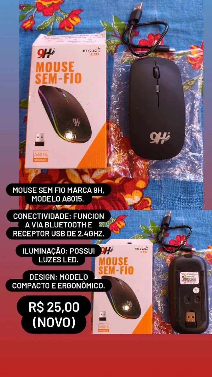 Mouse  sem fio ,marca:9H modelo A6015