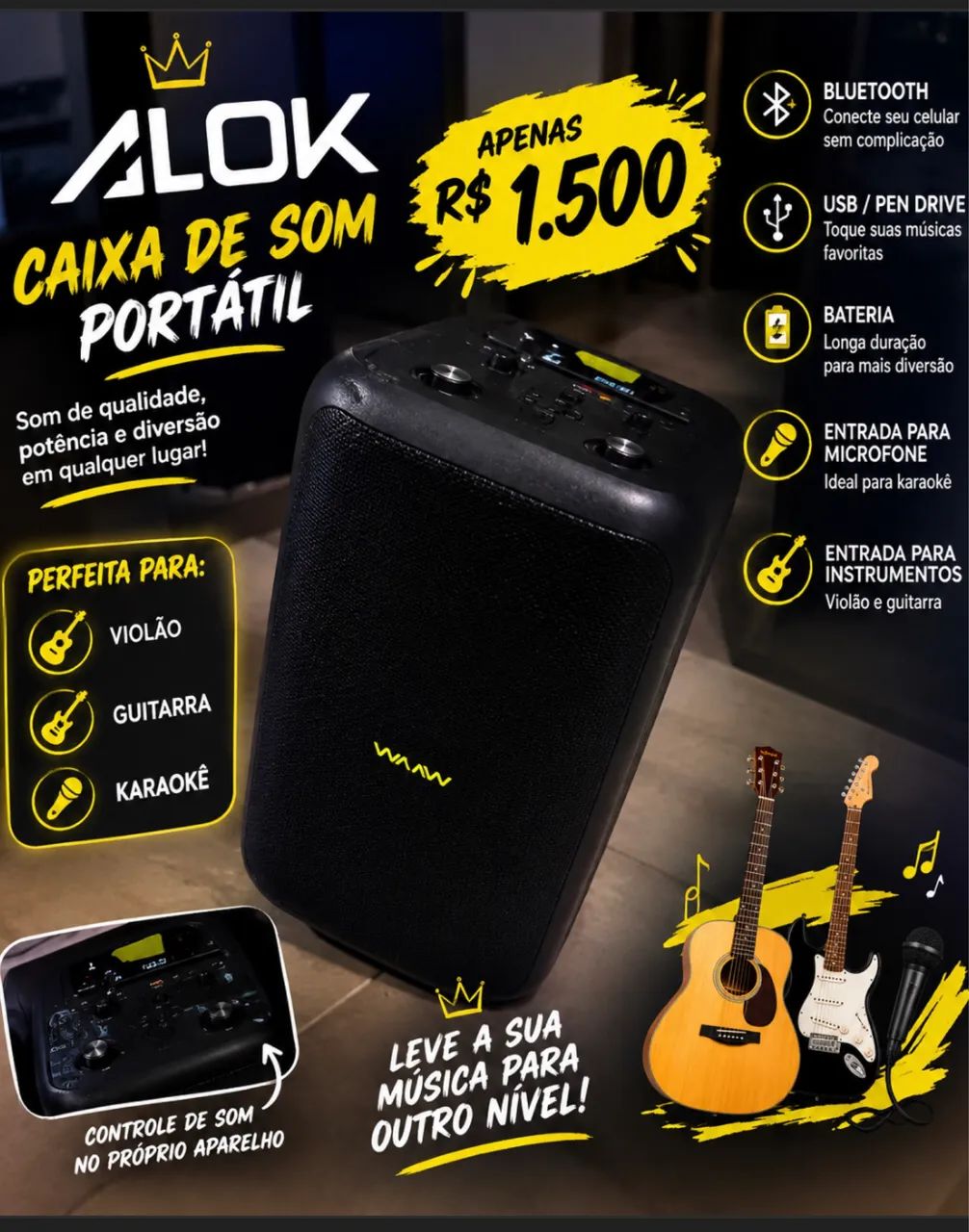 Vendo caixa de som alok 1500