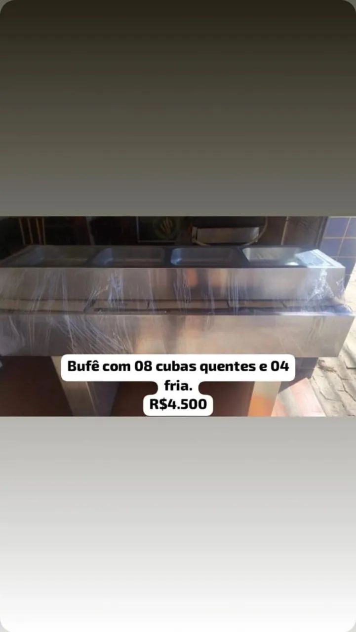 Buffet edanca com 08 cubas quente e 04 frias, 127v.