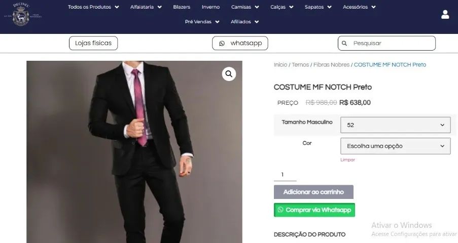 Terno Slim Fit Microfibra 52