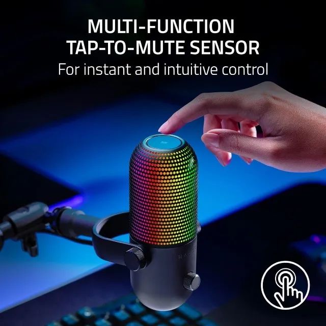 Microfone Razer Seiren V3 Chroma USB-C na cor preta Lacrado - Foto 4