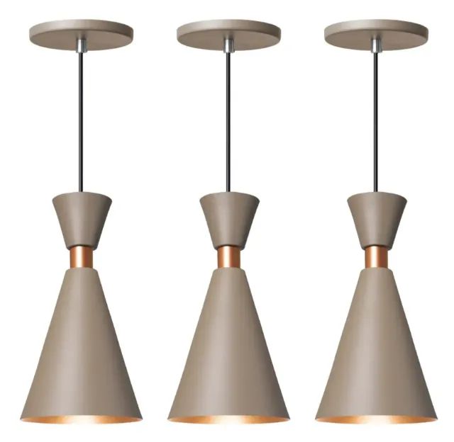 Lustre Pendente Luminária Mini Pequim Fendi 24cm Iluminar Ambiente Kit c/ 3 peças - NOVA