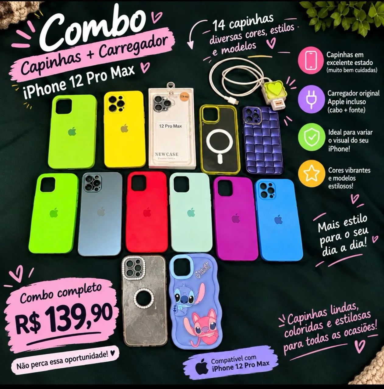 Kit de capinha e carregador 12pro max 