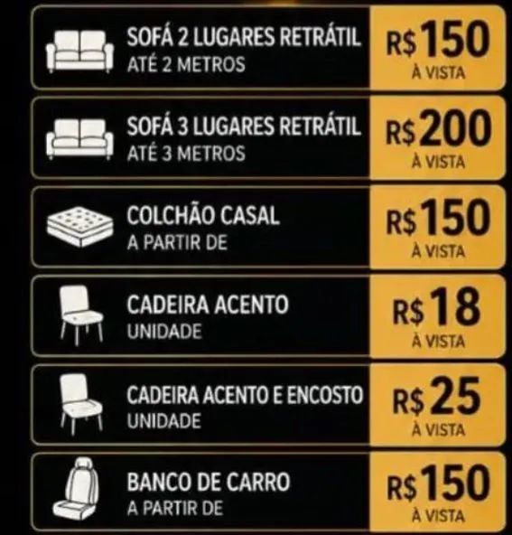 Limpeza de sofás e bancos de carro - Higienizaçao á seco 