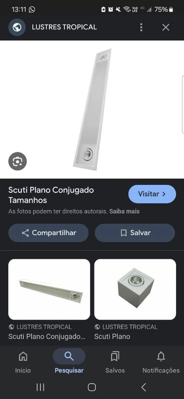 Luminária embutida de teto