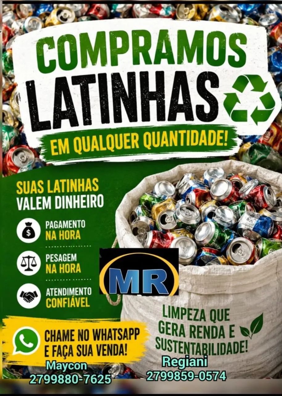 Compramos, latinhas, cobre e alumínio 