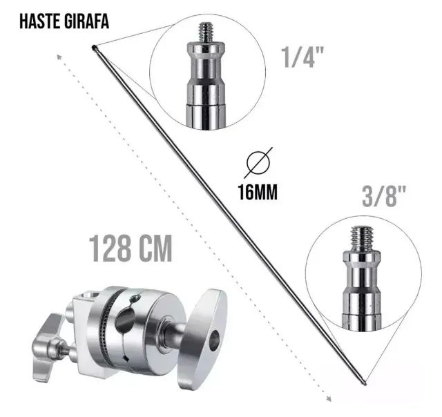 Tripé Estudio Inox Girafa Com Articulação E Rodinhas Greika - Foto 2
