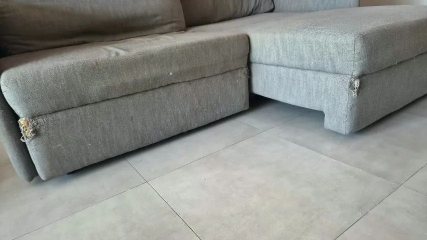 Sofá retrátil linho cinza 220cm - Foto 4