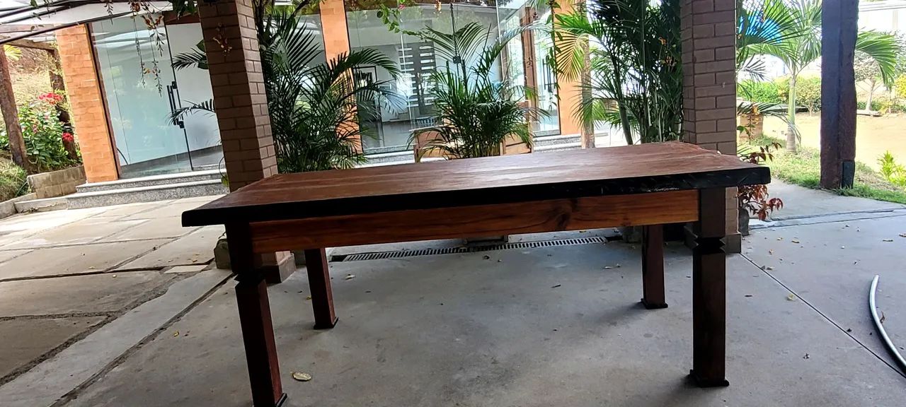 Mesa rústica de madeira maciça maciça - Foto 3