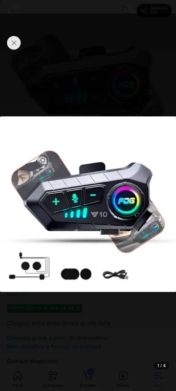 Fone ouvido bluetooth capacete - Foto 2