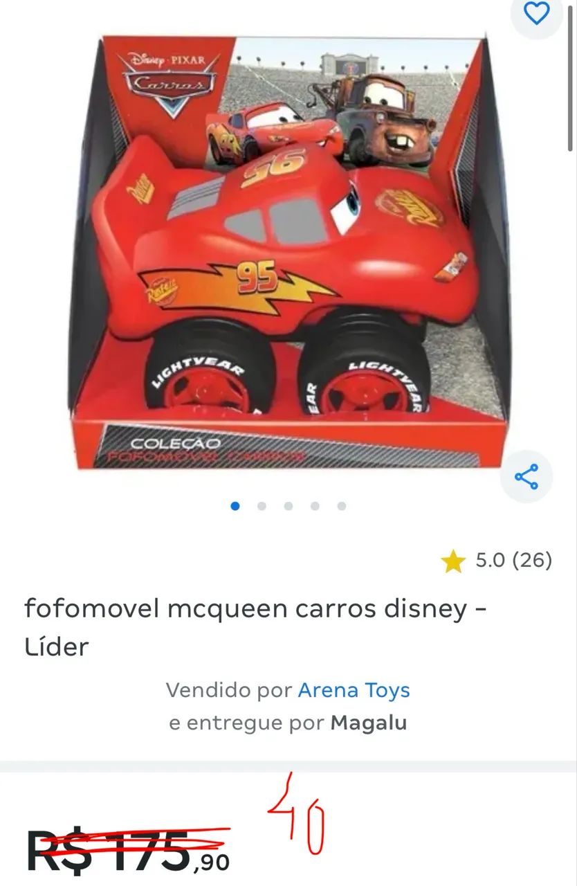 Carrinho Disney pixar fofomovel  - Foto 2