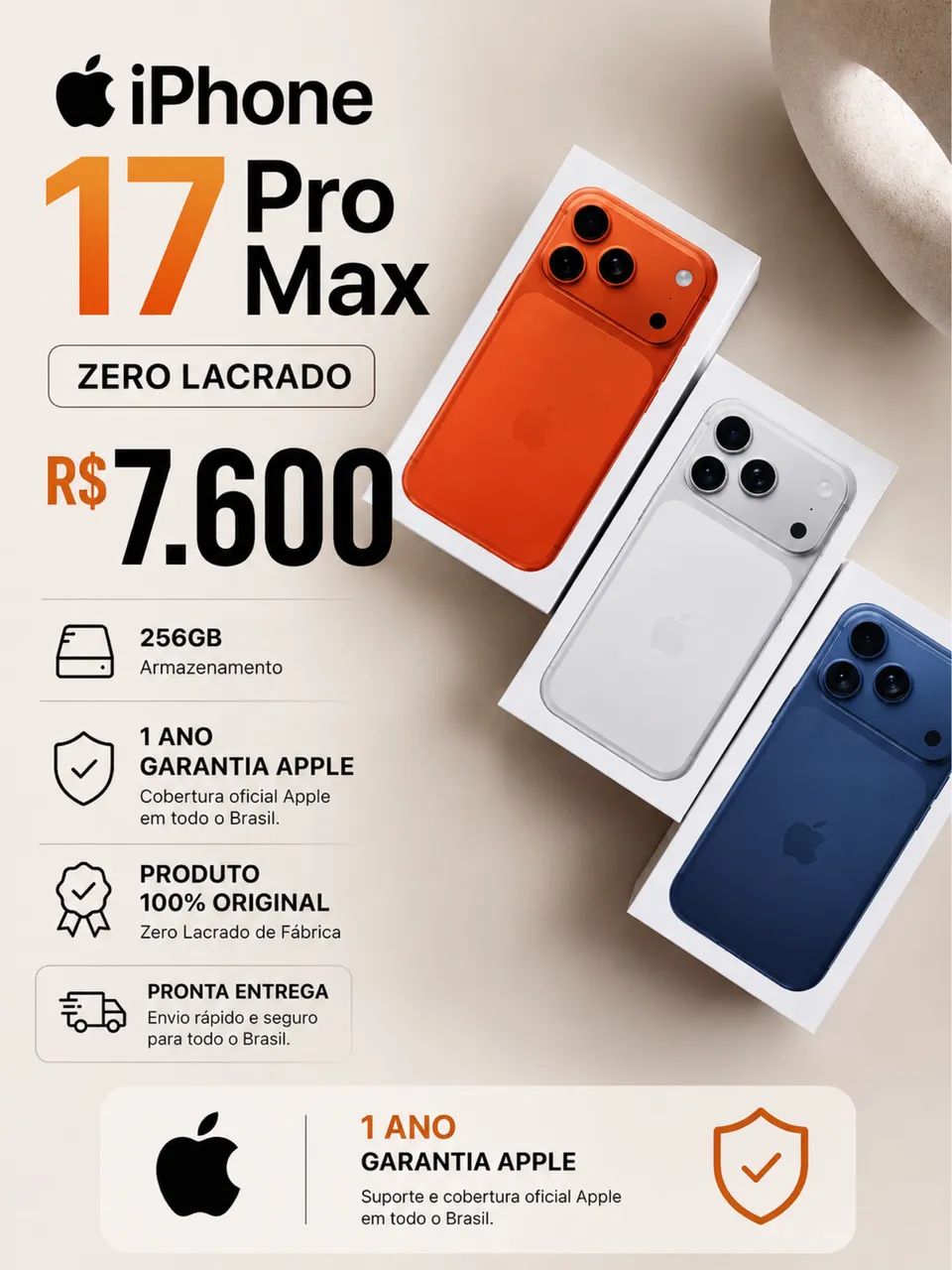 iphone 17 por max 256 lacrado 