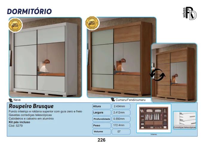 Roupeiro Guarda Roupa Brusque