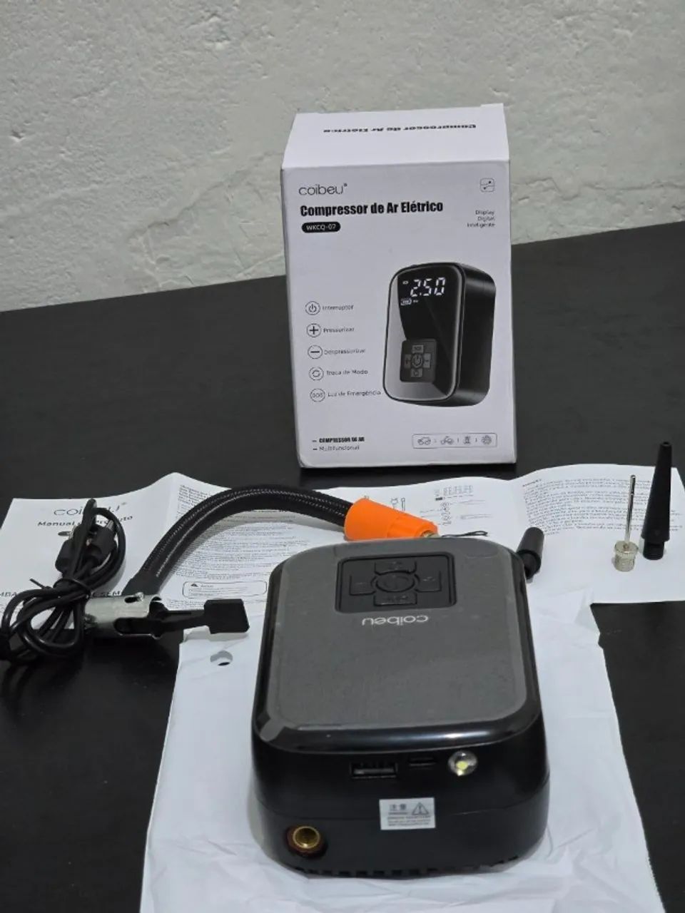 Bomba de ar para encher pneu (compressor)Coibeu, bolas/ Powerbank - Foto 2