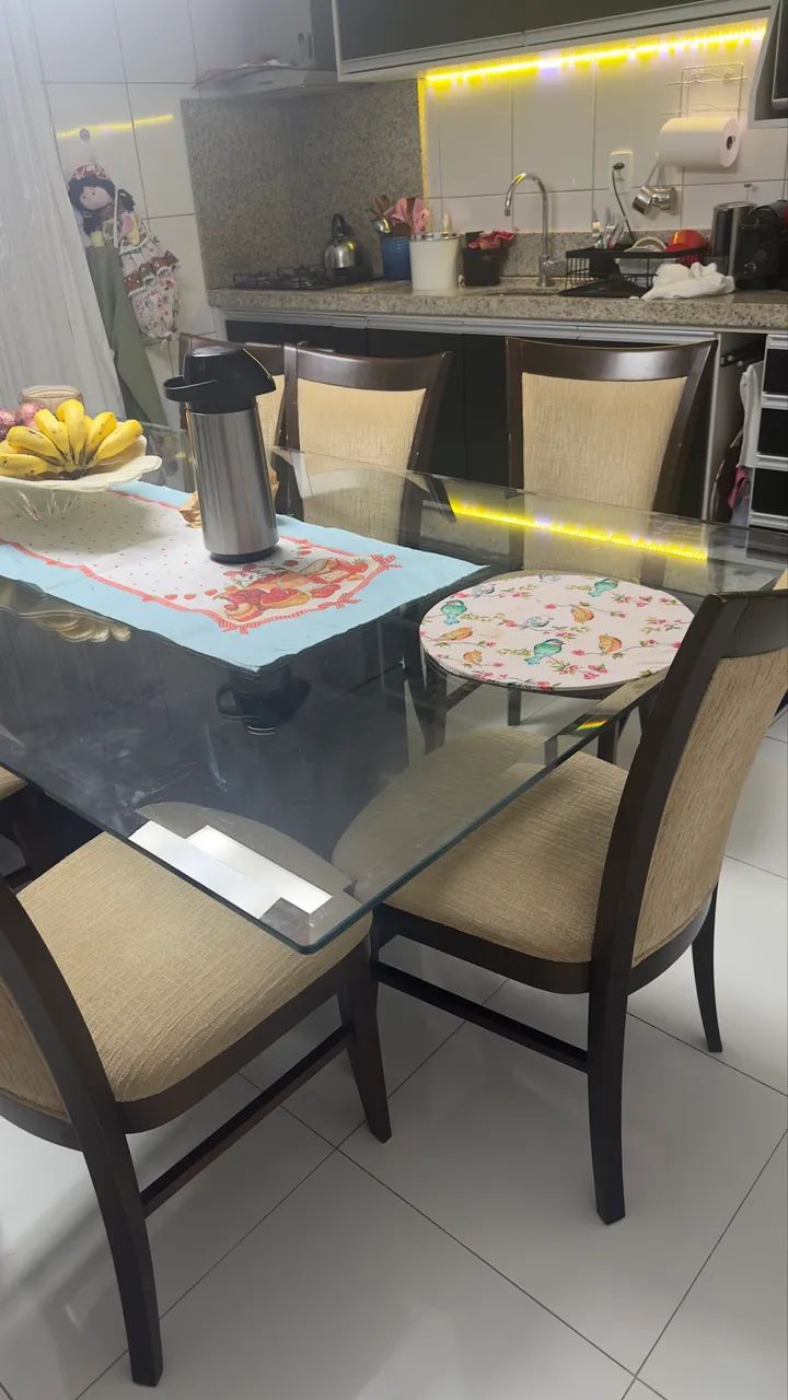 Mesa de jantar com vidro 8 lugares  - Foto 5
