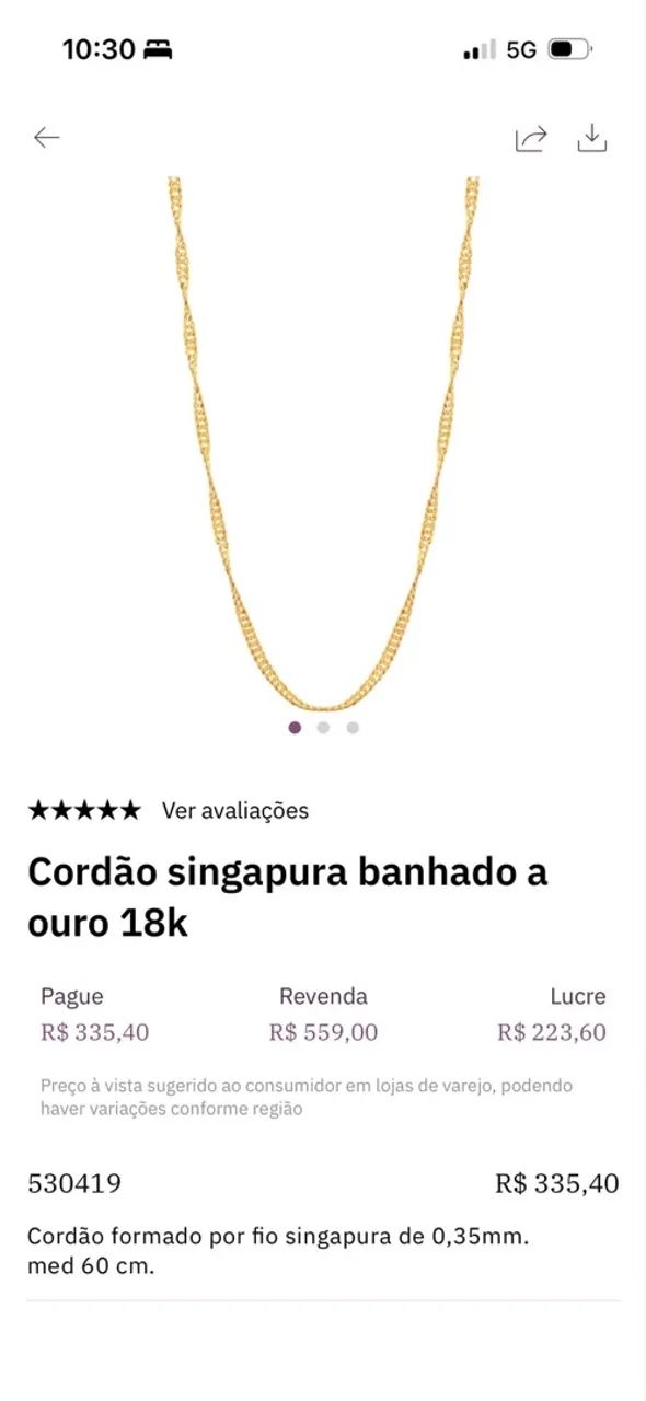 Cordão Ouro 18k com pingente  - Foto 5