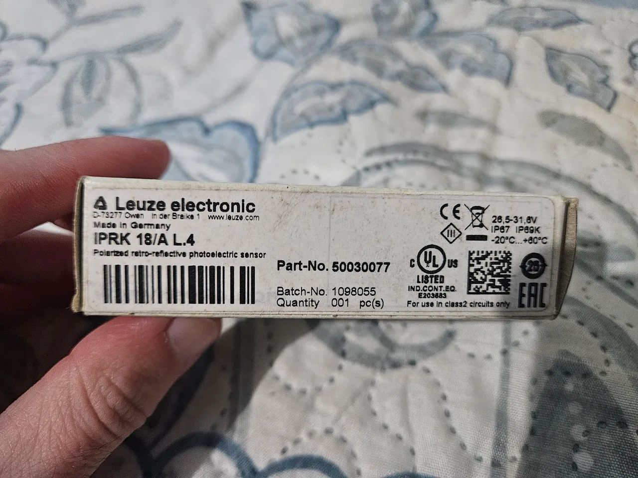 Sensor Leuze Electronic IPRK 18/A L.4<br>Part Number (P/N): 50030077
