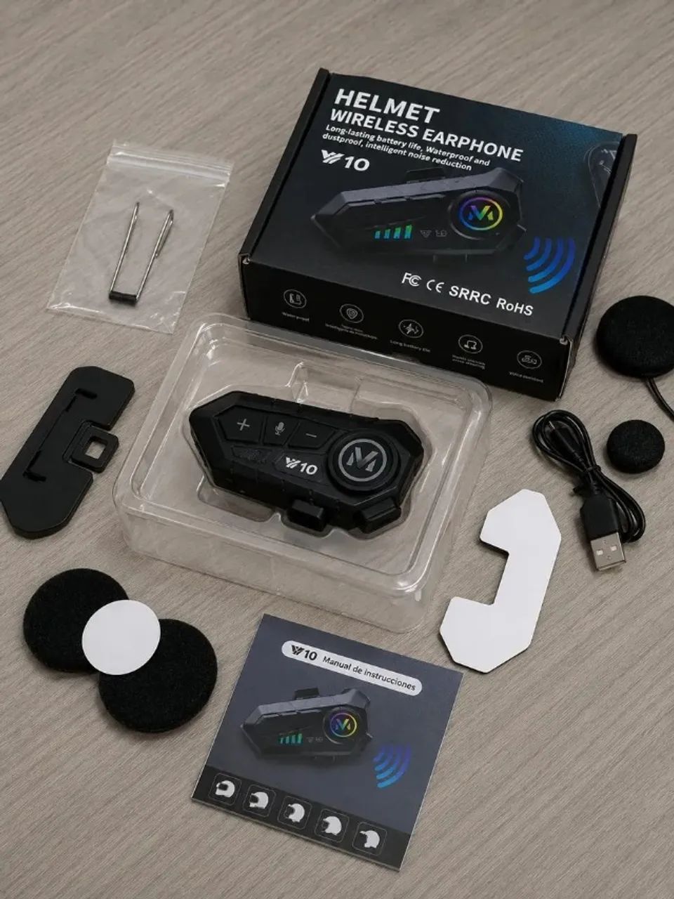 Fone Bluetooth para Capacete com Microfone RGB Sem Fio