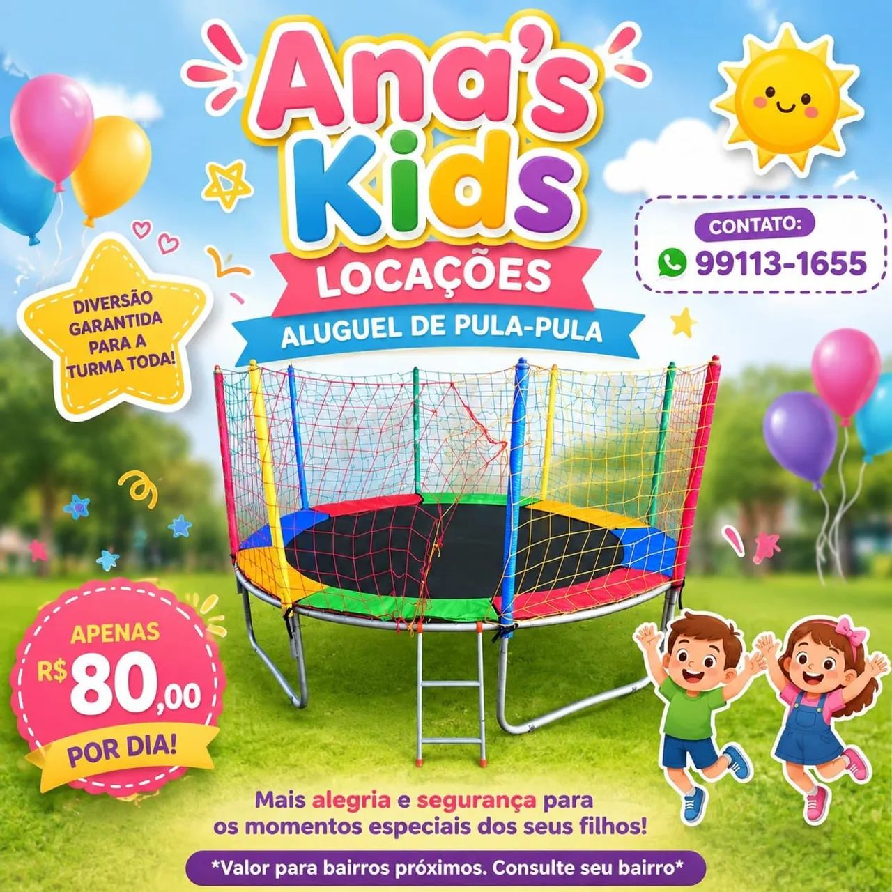 Aluguel de pula-pula R$ 80