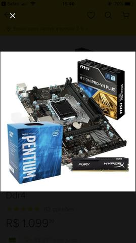 Kit Processador g4560 e placa mãe h110m plus