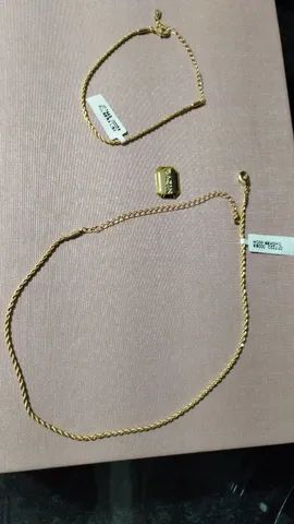 Lindo conjunto de corrente e pulseira cordão baiano 
