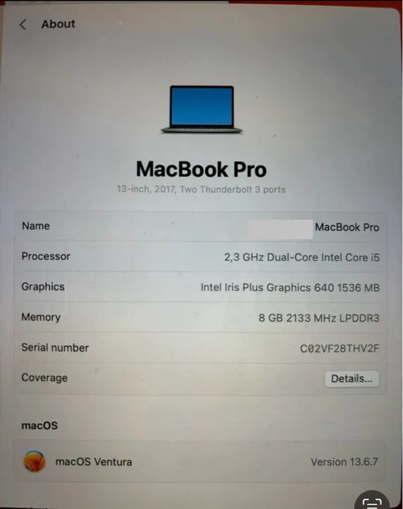Macbook Pro 13 / Ano 2017 / 2.3GHz Intel Core i5  / 8gb Ram / 128gb SSD - Foto 5