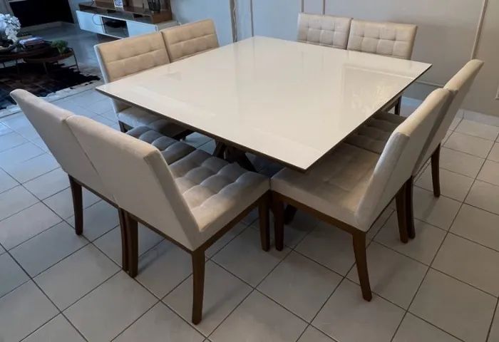 Mesa Jantar + 8 Cadeiras Linho Cru (Jacauna Moveis) - Foto 3
