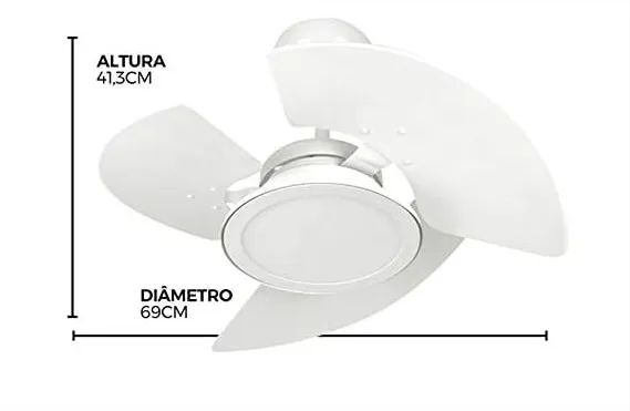 Ventilador De Teto Aventador Led 3 Pás Branco 130W Tron - 220V - Foto 2