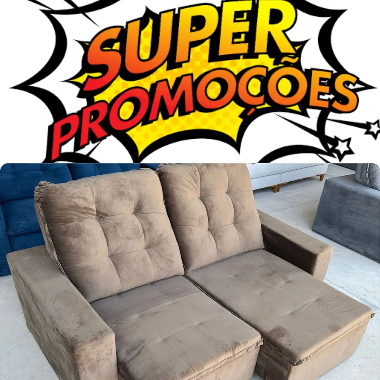 Super promoção sofá retrátil marrom claro 3 lugares