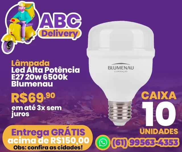 Kit 10 Lâmpadas Led Alta Potência E27 20w 6500k Blumenau