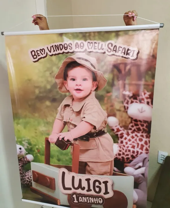 Painel personalizado lona com a foto do bebê aniversário infantil baby