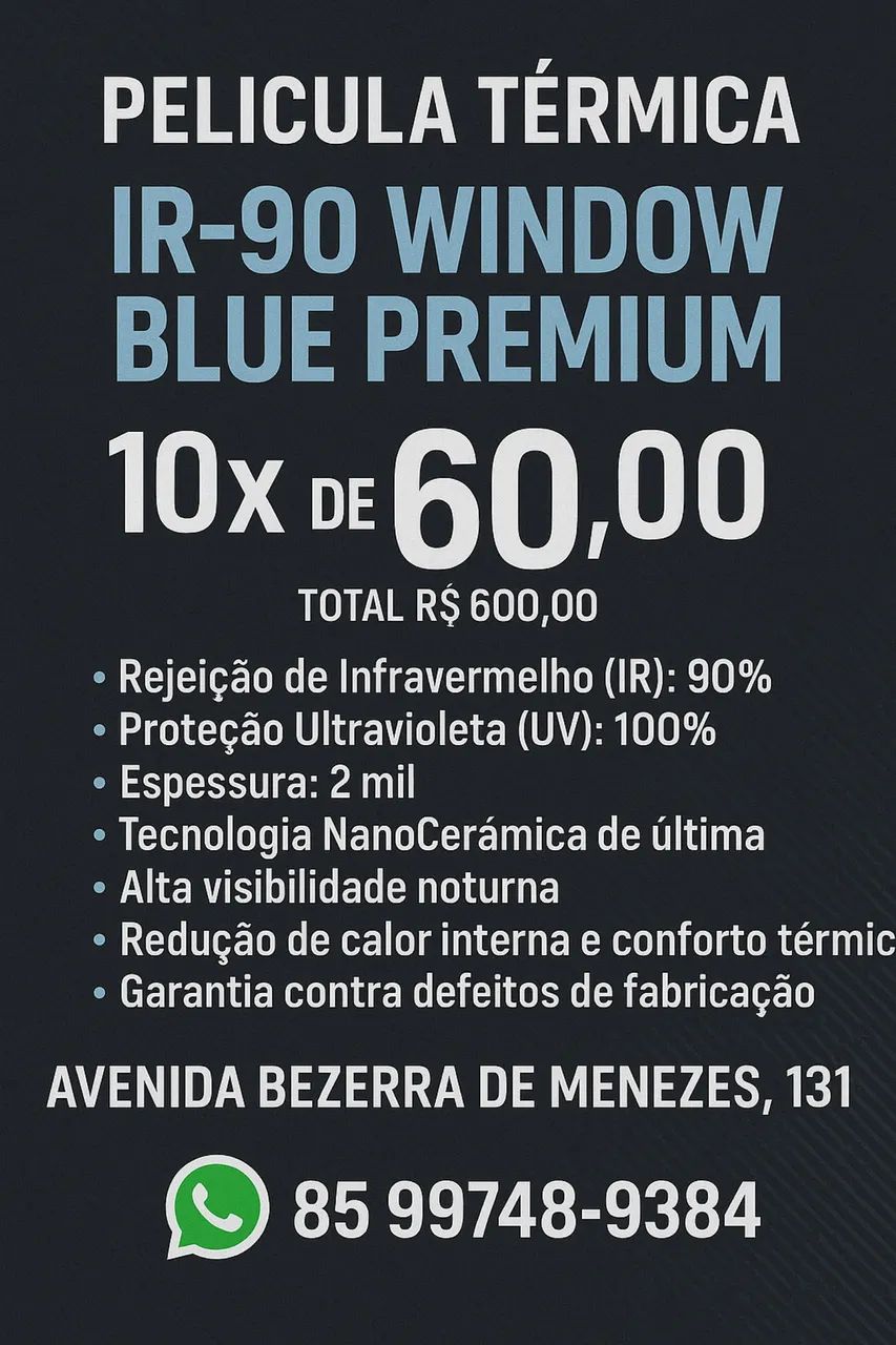 Película Térmica IR90 Window Blue Premium