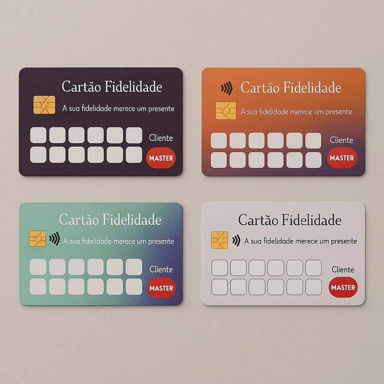 Cartões fidelidade estilo cartão de crédito 