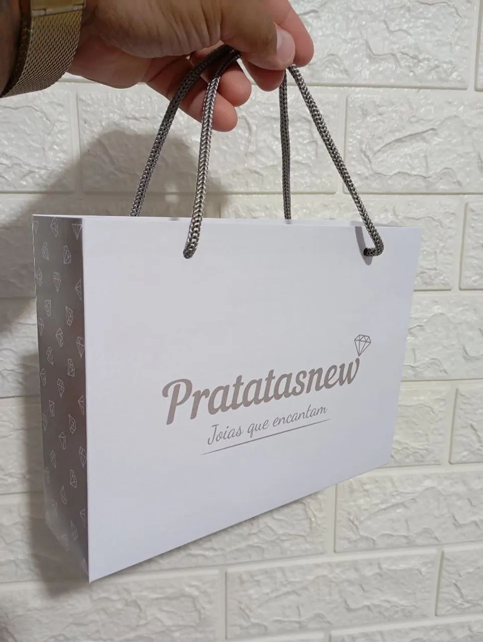 Sacola de Papel para Presente Prata - Foto 4