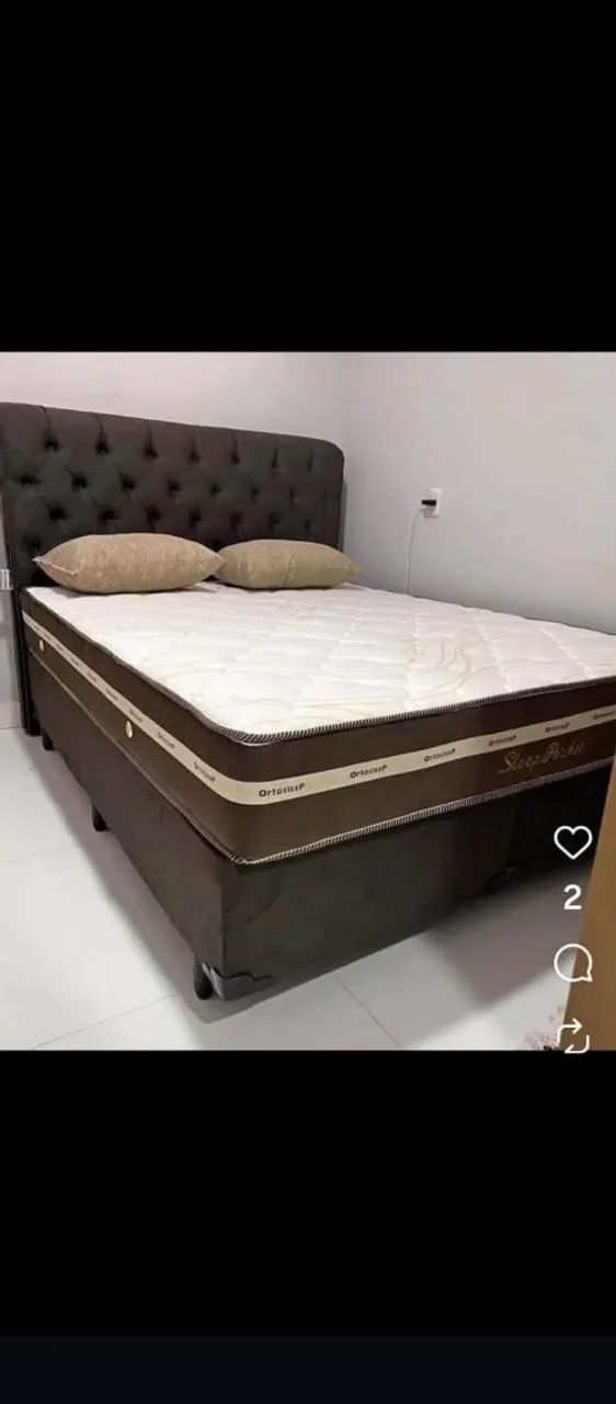 Cama Queem completo com dois travesseiros de brinde 