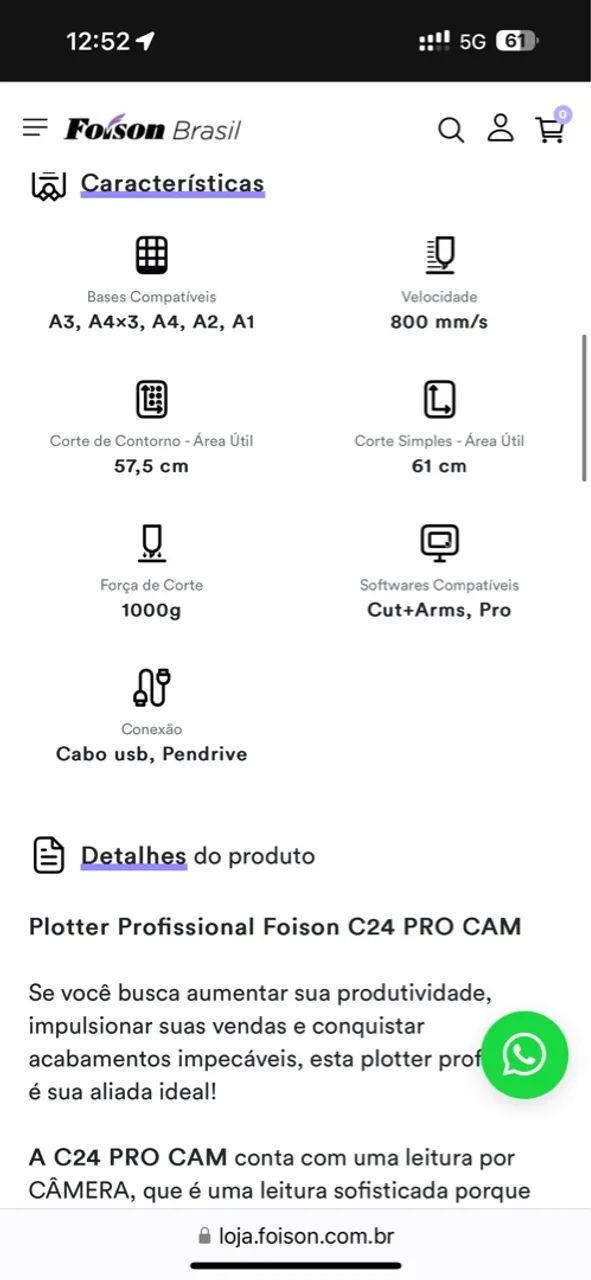 Kit completo da Plotter de recorte NOVA Foison C24 PROCAM, nunca foi usada! - Foto 2