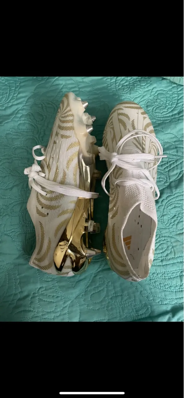 Chuteiras Adidas Predator 19.3 FG Dourada e Branca