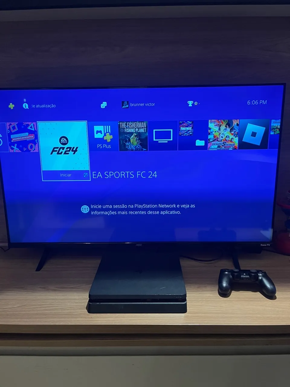 Ps4 slim com 1 controle e 11 jogos