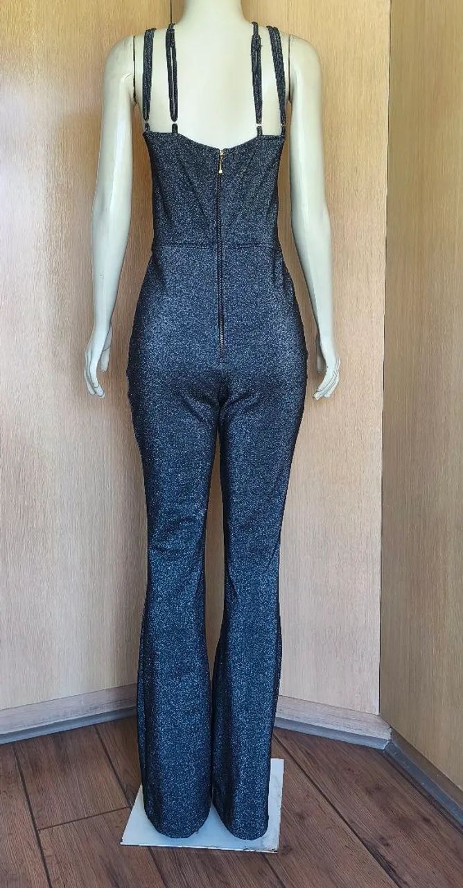Macacão Flare Lurex Preto  - Foto 2