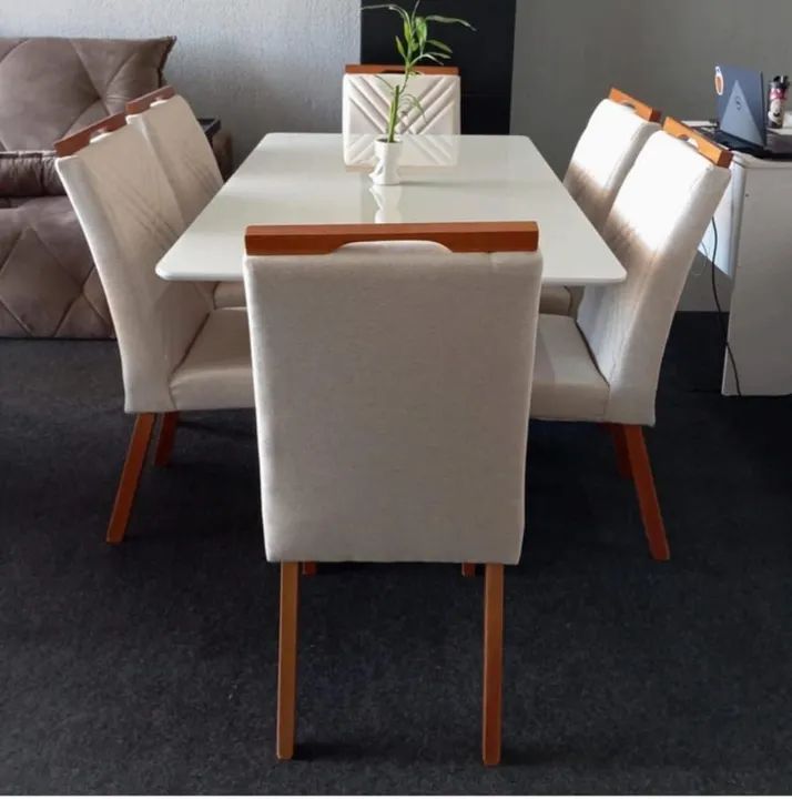 Mesa de jantar Rúbia 6 lugares cadeiras em madeira maciça  - Foto 2