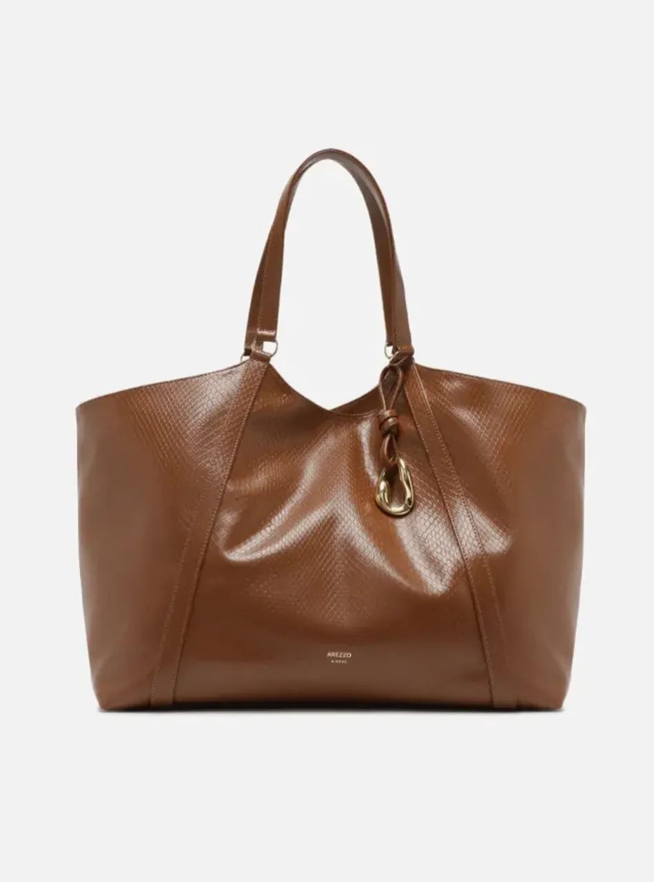 Bolsa Shopping Arezzo Nova Original Marrom Grande - Foto 3