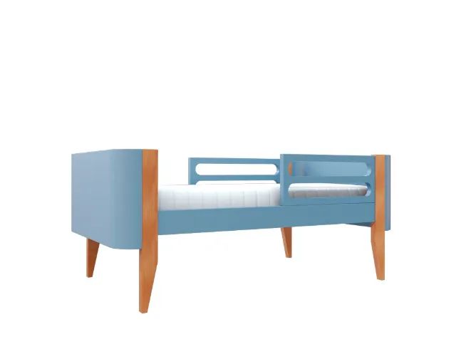 Berço Evolutivo Bo 3 em 1 Azul - Palha - Foto 2