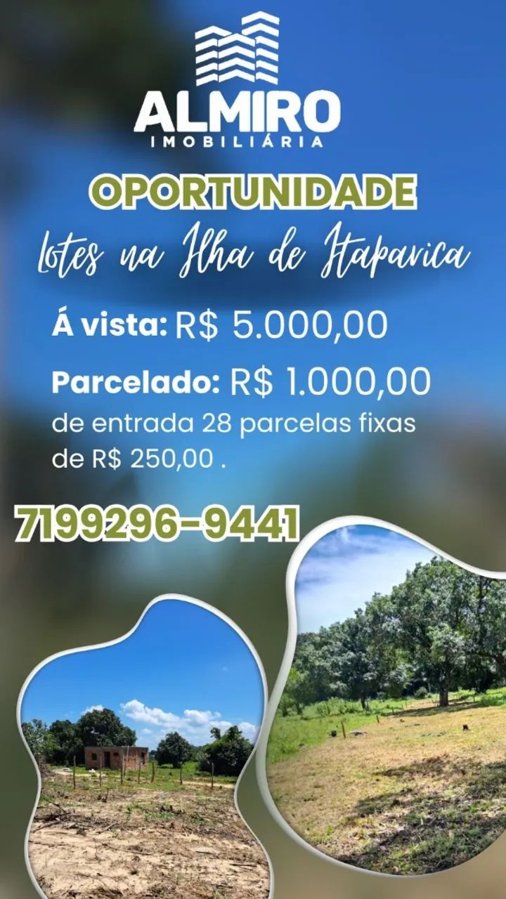 Lotes de Terreno planos em Itaparica, Parcelamento Facilitado!