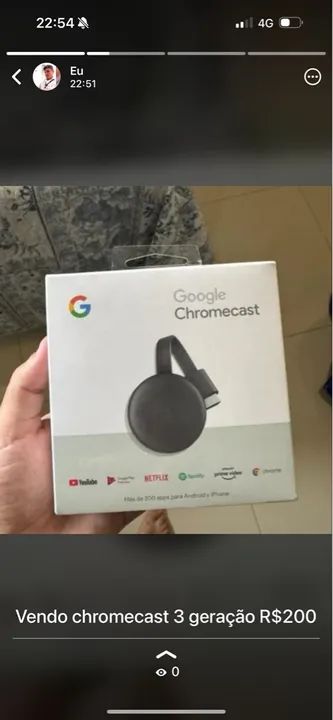 Chromecast 3 Geração - R$200